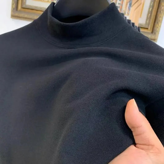 RUBYRU Men's Thick Thermal Base Layer Top | Semi High Neck Long Sleeve