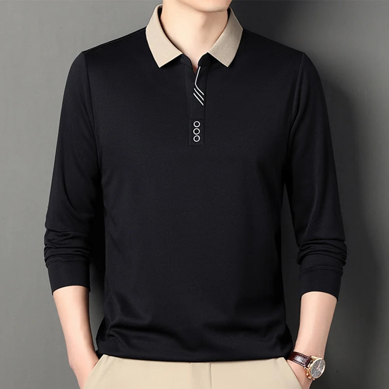 RUBYRU Men's Waffle Knit Pullover T-Shirt | Contrast Color Spring/Autumn