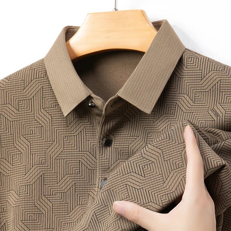 RUBYRU Men's Long Sleeve Polo T-Shirt