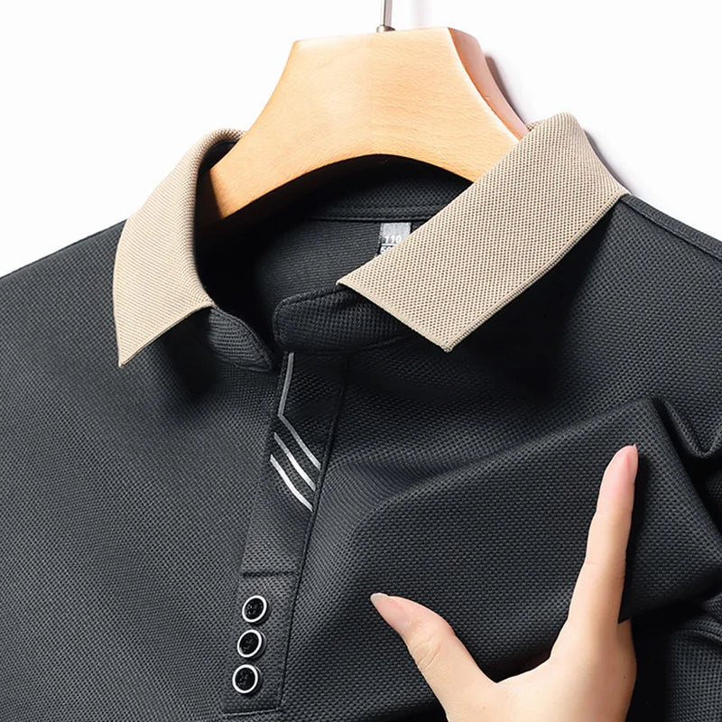 RUBYRU Men's Waffle Knit Pullover T-Shirt | Contrast Color Spring/Autumn