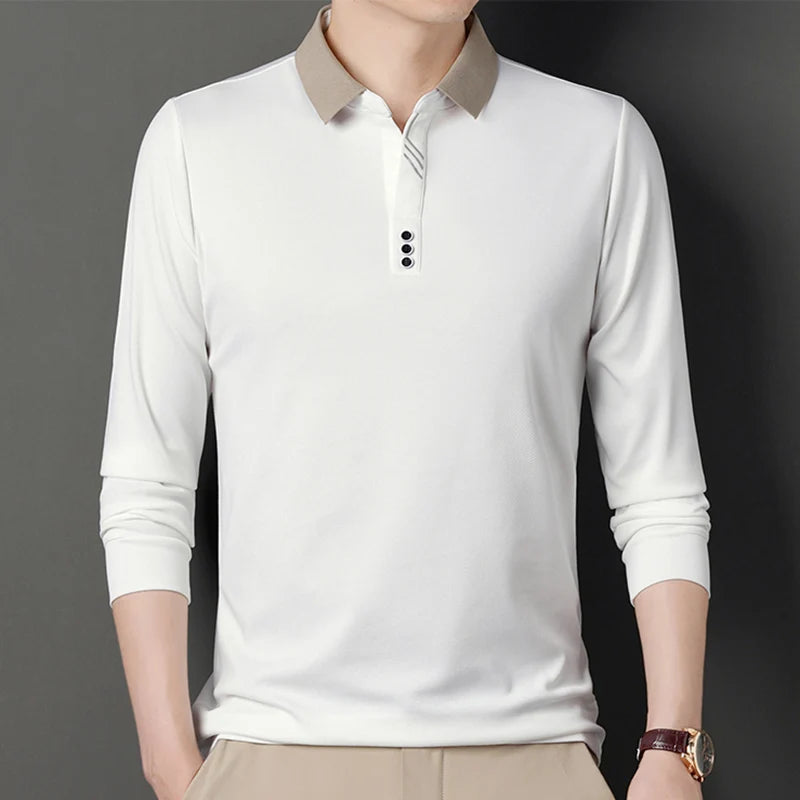 RUBYRU Men's Waffle Knit Pullover T-Shirt | Contrast Color Spring/Autumn